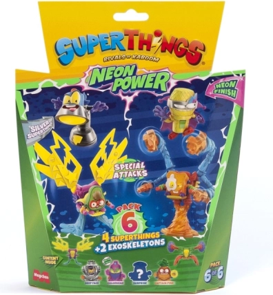 SuperThings Neon Power Sammelpack 6 Figuren mit Exoskeletten