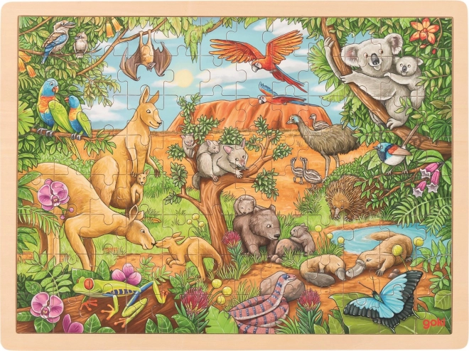 GOKI Houten puzzel Australische dieren 96 stukjes