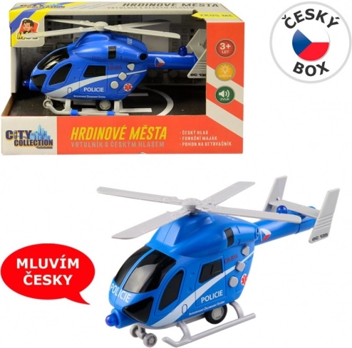 Hélicoptère de police à friction avec lumière et son 20 cm