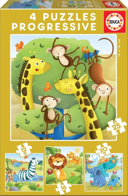 Educa Puzzle Wild Animals 4-in-1 (12–25 pieces)