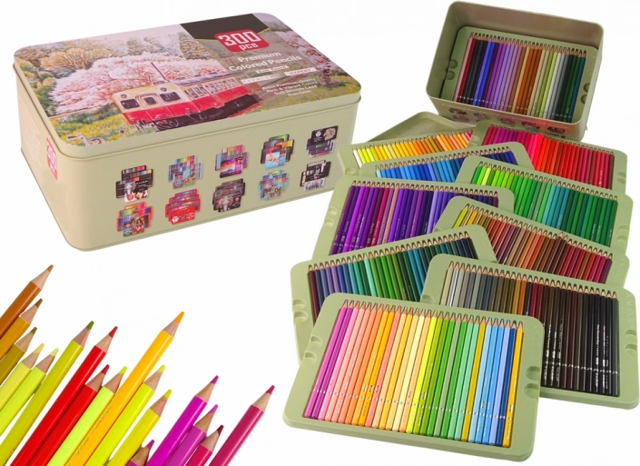 Set voor kleine kunstenaars: 300 kleurpotloden in organizer