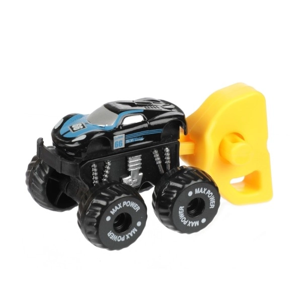 Auto terrein mini met starter kunststof 4cm in plastic ei 5x10cm 12st in doos
