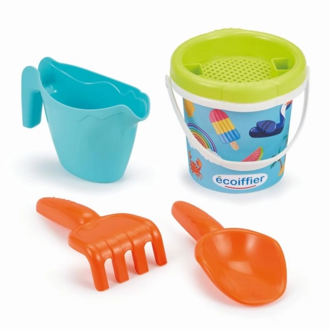 Bucket with summer motif and watering can