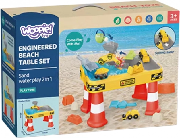 Woopie Water and Sand Table 2-in-1 Construction Play Surface with 4 Cars 12el.