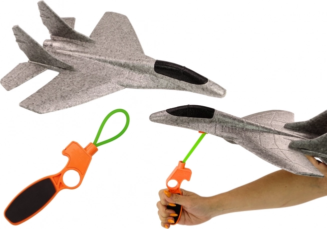 Styrofoam Fighter Plane with Launcher Grey