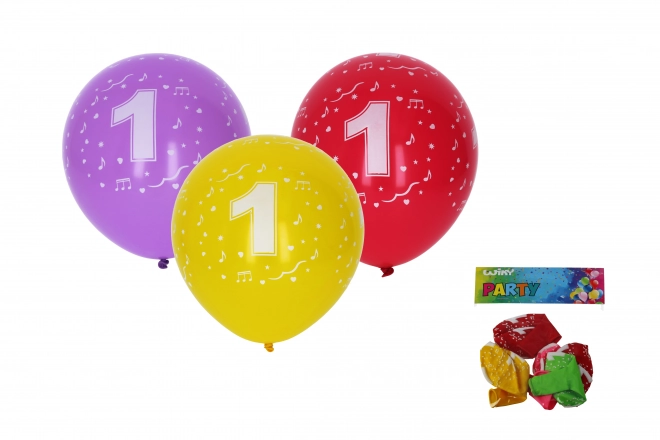 Opblaasbare ballon met nummer 1 30 cm - set van 5 stuks