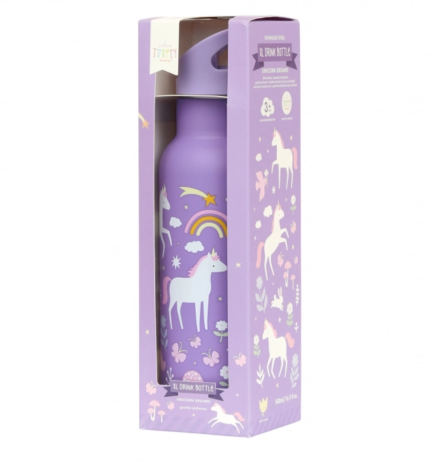 A Little Lovely Company Stainless steel drinking bottle 500 ml – Unicorns and rainbows