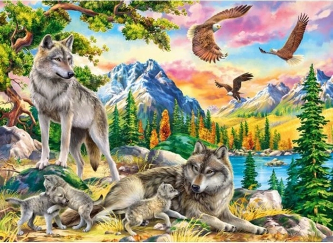 Puzzle Wolf Family and Eagles 300 pieces CASTORLAND