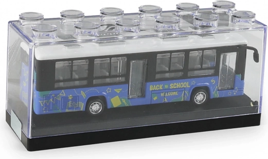 Metal bus with opening doors