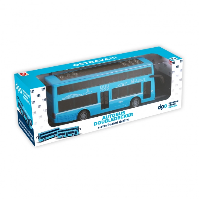 Dubbeldekker speelgoedbus blauw 20 cm