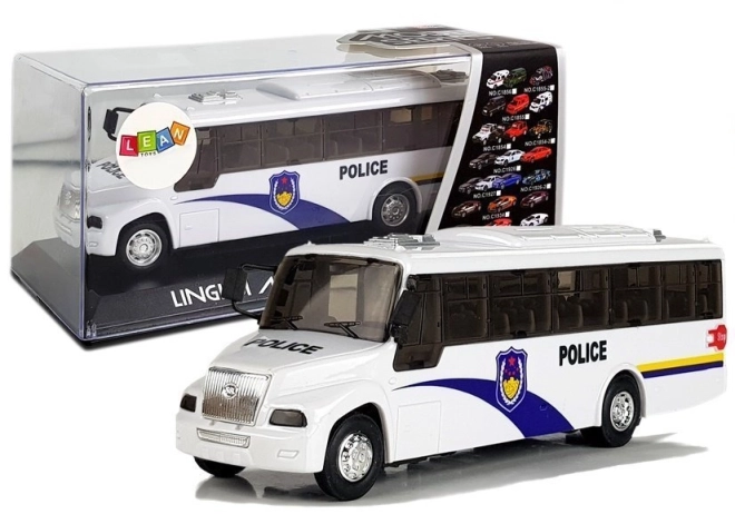 Polizeibus Weiß mit Mechanischem Antrieb und Soundeffekten