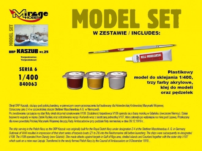 Poolse torpedobootjager ORP Kaszub 1935 model 1:400