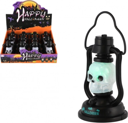 Mini lanterne d’Halloween avec crâne à piles, lumière et son 7 × 12 cm