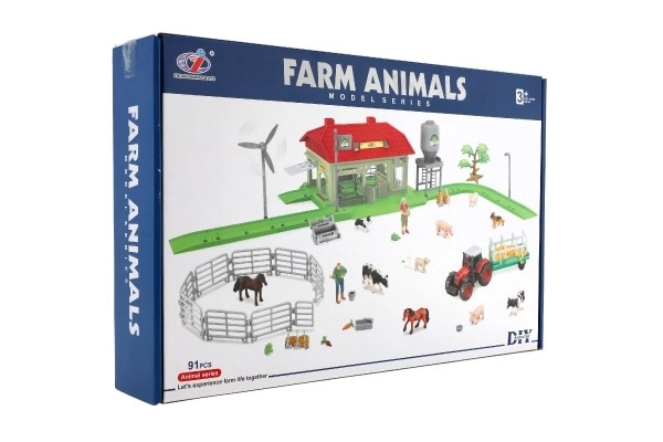 Set van boerderij thuis met dieren en tractor