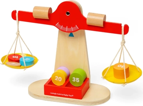 Balance en bois avec poids d’équilibrage
