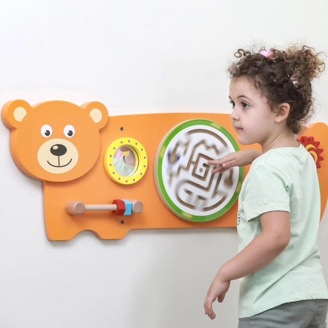 Plaque sensorielle murale en bois - ours