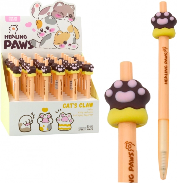 Gel Pen Cat Paw Brown Blue Ink 15 cm 0.5 mm