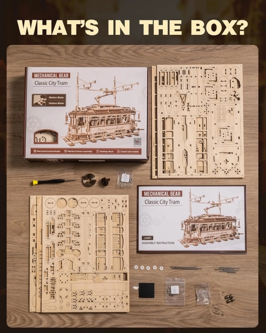RoboTime 3D houten mechanische puzzel Tram