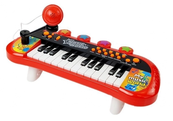 Toetsenbord Pianinko 24 toetsen USB microfoon rood
