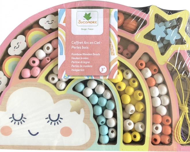 Perles pastel en bois Arc-en-ciel