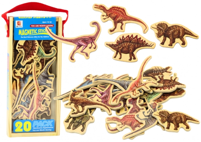 Jeux d'aimants en bois Dinosaures ensemble de 20 pièces colorées
