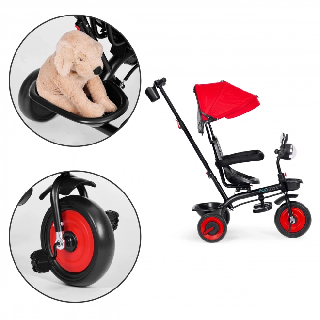 3-in-1 driewieler met draaibare zitting en kap rood ECOTOYS