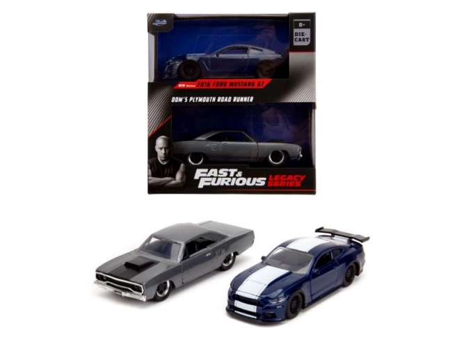 Twin Pack Modelauto's Ford Mustang GT350 en Plymouth Road Runner uit Fast & Furious