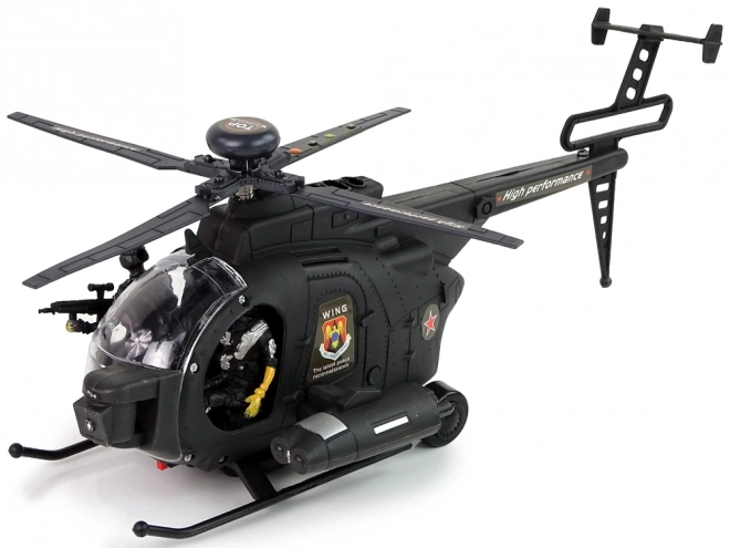 Military Helicopter with Wings and Light Effects on Batteries