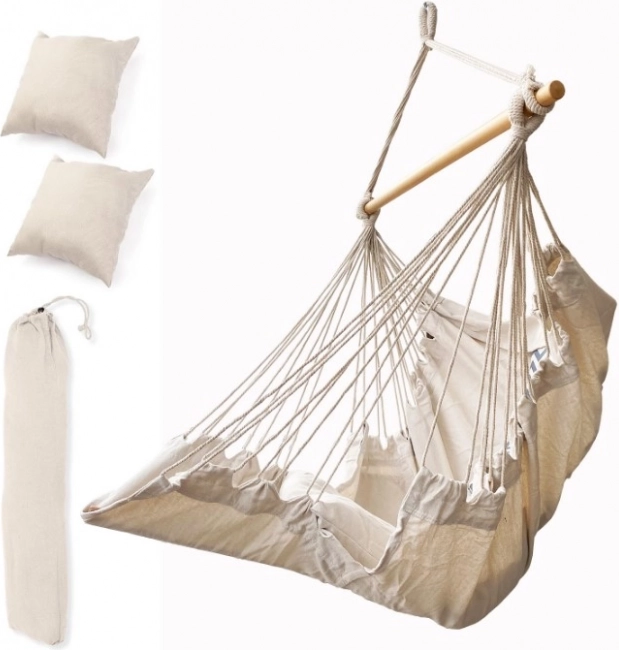 Brazilian Hanging Chair with Footrest 130 cm Beige