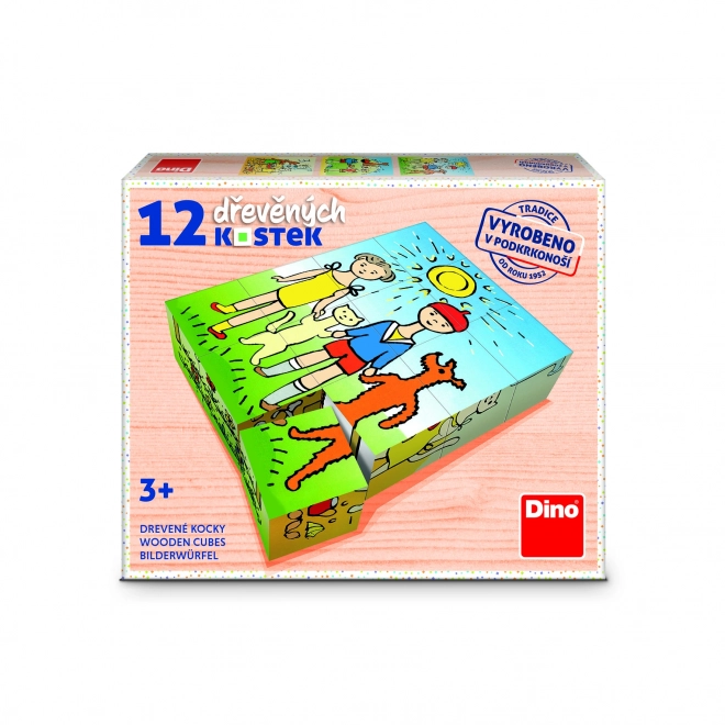 Houten blokken Hondje en Katje - 12 blokken