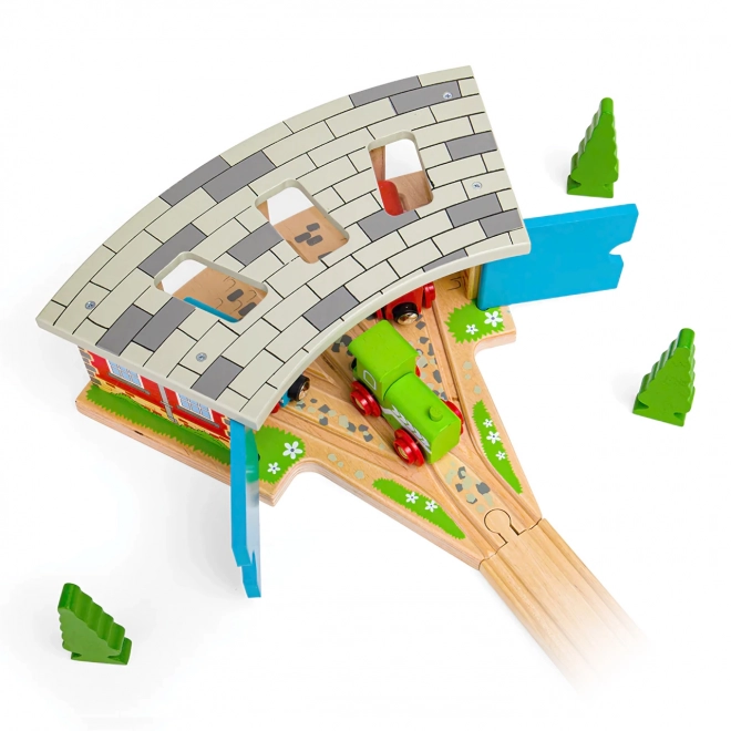 Bigjigs Rail Drievoudig Depot met Deuren