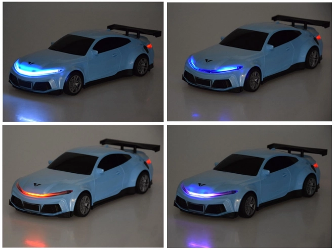 Auto en oplaadstation met kleurrijke verlichting