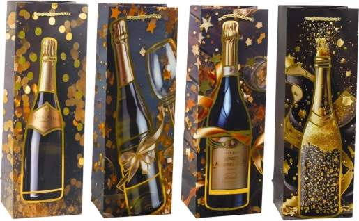 Sac cadeau en papier pour bouteille de champagne 35 × 12 × 9 cm