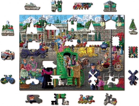 Holzpuzzle, beidseitig, Pariser Platz in Berlin, 200 Teile