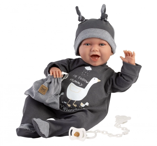 Llorens 74107 NEW BORN - realistische baby pop met geluiden en zacht stoffen lichaam - 42 cm