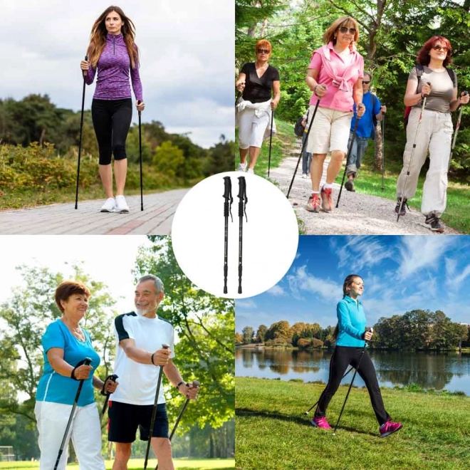 Opvouwbare trekkingstokken Nordic Walking, zwart, 2 stuks