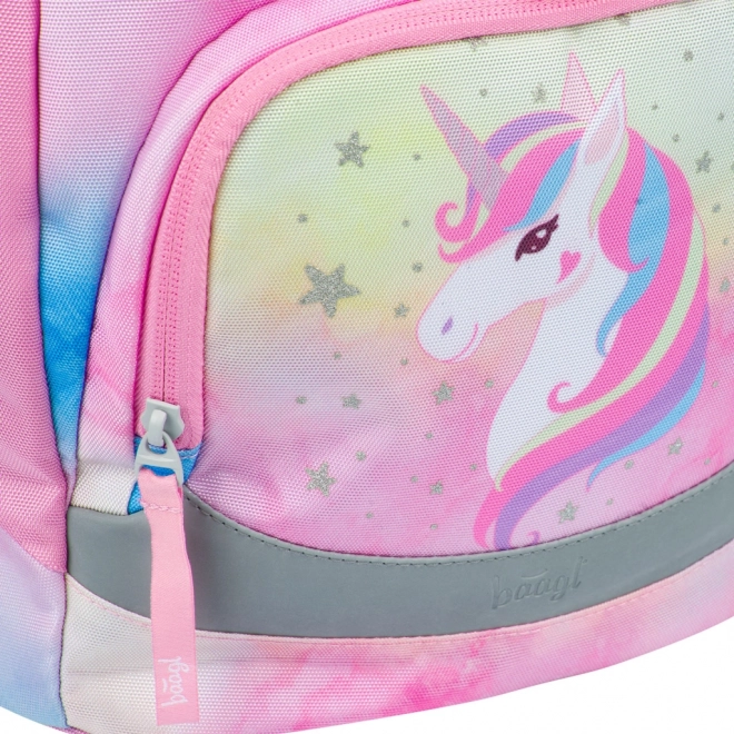 BAAGL SET 3 Airy Rainbow Unicorn: schooltas, pennenzak, zakje
