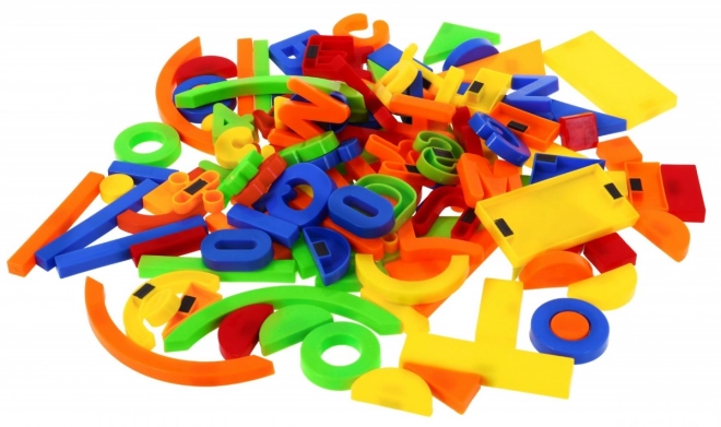 Set gekleurde magneten Nummers, Letters en Vormen - 128 stukken