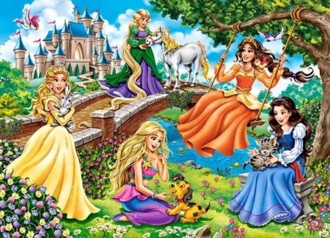 Puzzel 180 stukjes prinsessen in de tuin
