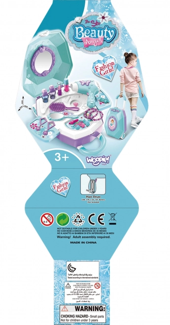Kaptafel voor meisjes 2-in-1 Mooie salon WOOPIE in koffertje