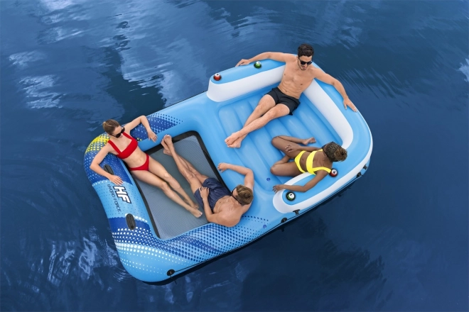 Schwimminsel für 4 Personen mit Sonnendach und Netzboden