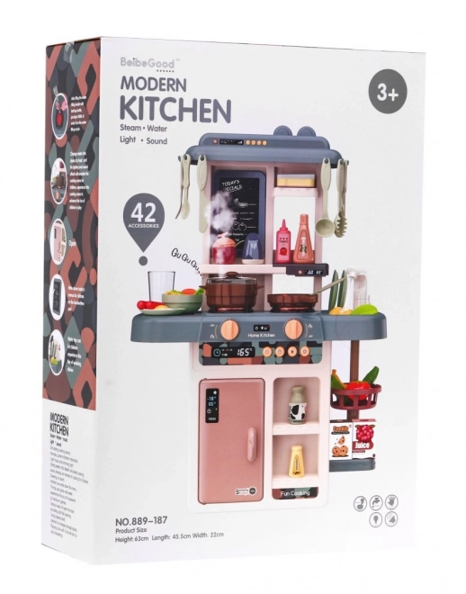 Moderne kinderkeuken met stromend water en 42 accessoires