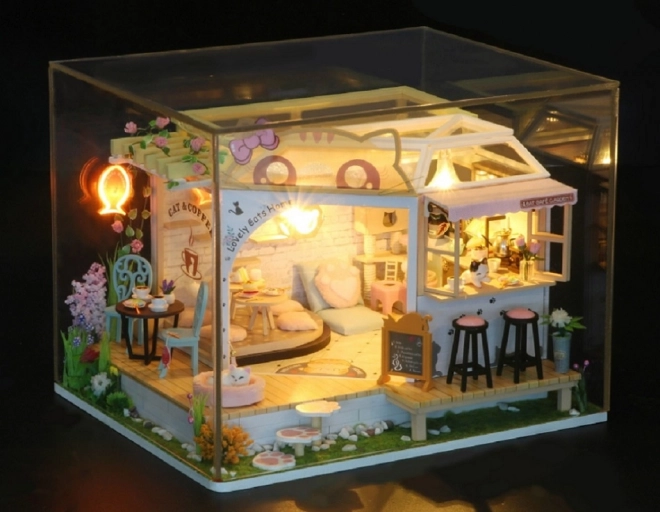 Miniatuurhuisje Kattenkoffiehuis met tuin