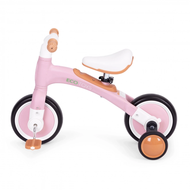 Balansfiets met pedalen - trainingszijwielen 3in1 ECOTOYS – Roze