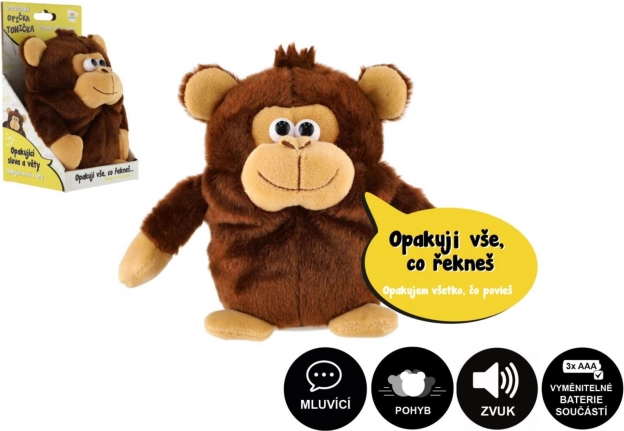 Pluchen aapje Tonička herhaalt zinnen 18 cm met geluid