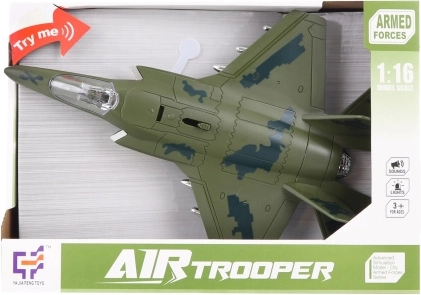 Plastic battery-powered fighter jet with light and sound, 32 × 22 cm