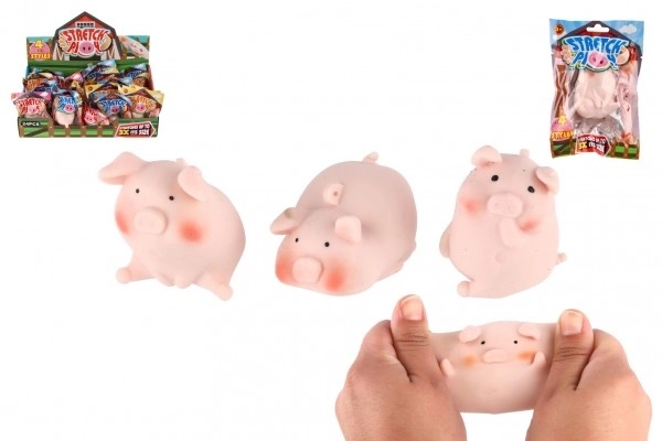 Varken/varkentje anti-stress knijpfiguurtje siliconen 6cm 4 varianten 24 stuks in doos