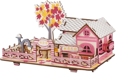 WOODCRAFT Wooden 3D Puzzle Autumn House