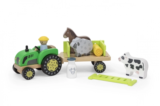 Houten tractor met diertjes