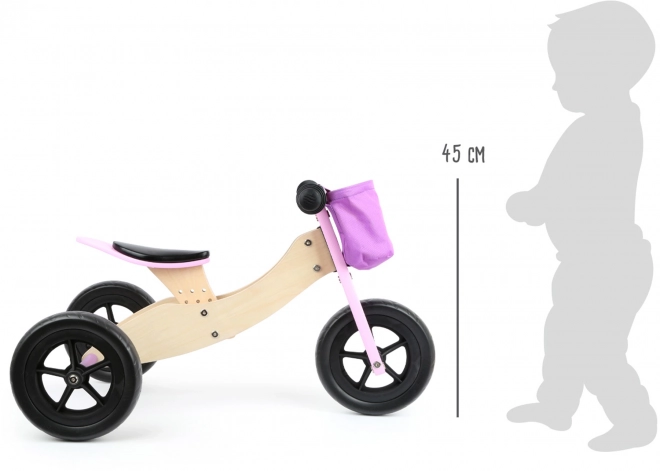 Draisienne en bois 2 en 1 rose